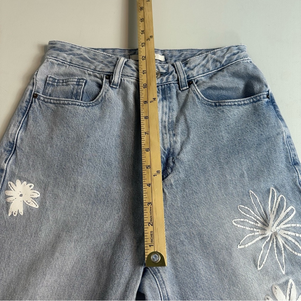 Pacsun 100% Cotton Raw Hem Boyfriend Fit Floral Print Light-wash Jeans Size 26 - Picture 6 of 11